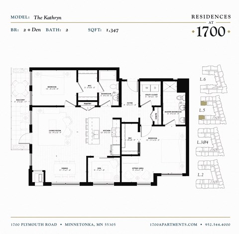 Floor plan for 2 beds, 2 baths, 1347 sqft